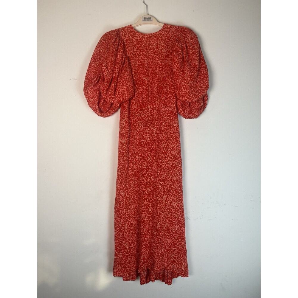 Rotate Birger Christensen Jacquard Open Back Dress Red Floral Size US 6 UK 8